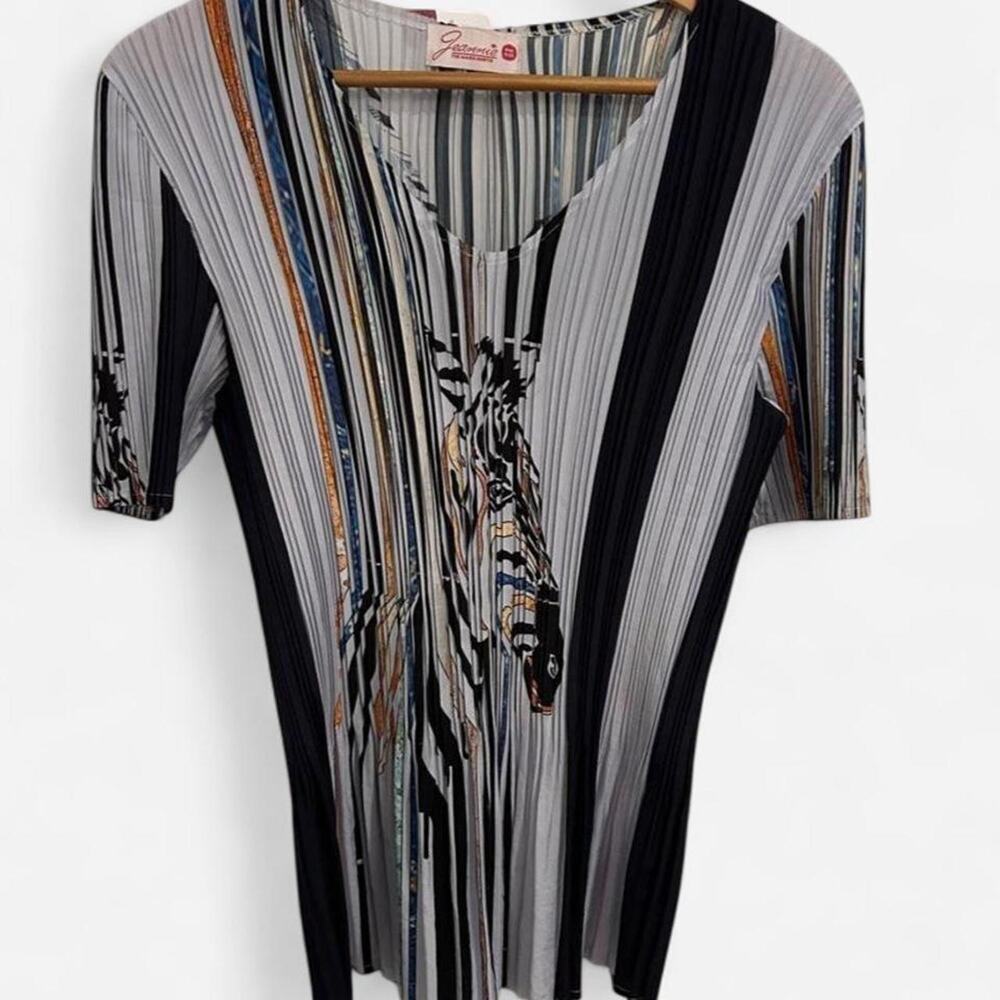 Vintage Y2K Zebra Plissé Micro-pleated Top One Size